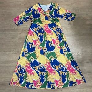 Vibrant Elegant Multicolor V Neck Maxi Dress